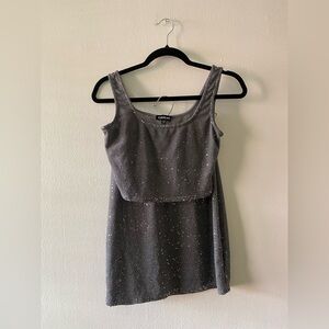 Vintage Y2K Bebe Silver Metallic Sequin Tank & Skirt Set Small